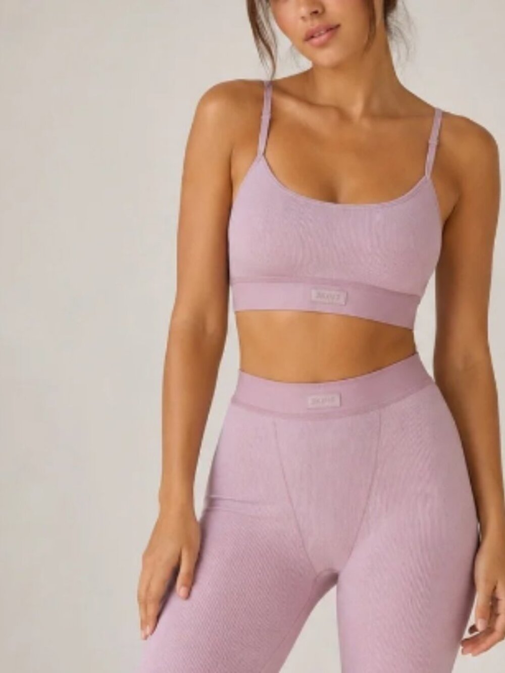 SKIMS PURPLE RIBBED SPORTS BRA TOP WOMENS SMALL